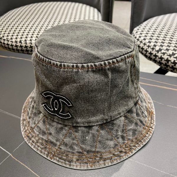 CHANEL CC DENIM BUCKET HAT BLACK