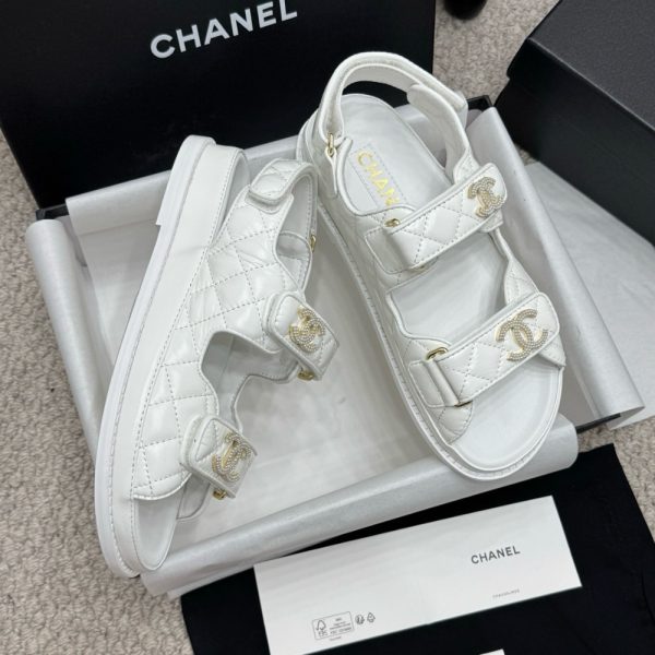 CHANEL SANDAL SHINY WHITE G35927 B20276 U0451