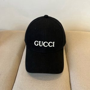 GUCCI EMBROIDERED COTTON BASEBALL CAP BLACK