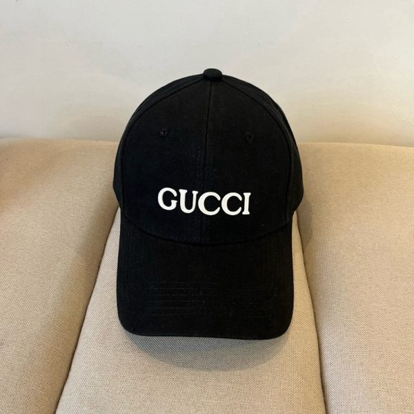 GUCCI EMBROIDERED COTTON BASEBALL CAP BLACK