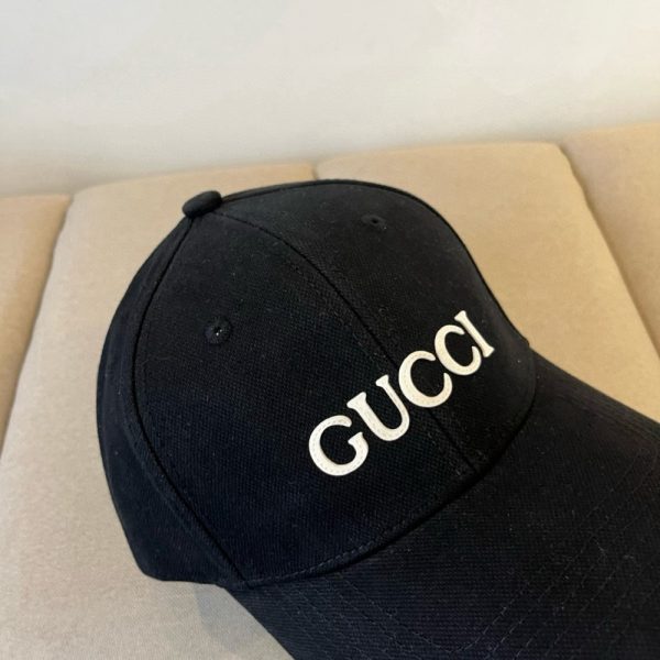 GUCCI EMBROIDERED COTTON BASEBALL CAP BLACK