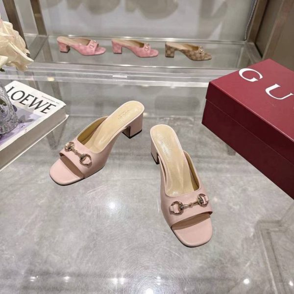 GUCCI WOMEN HORSEBIT SLIDE LIGHT PINK 816607 C9D00 6809