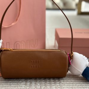 MIUMIU NAPPA LEATHER POUCH OAK 22CM 5NE851 AEFX F0316