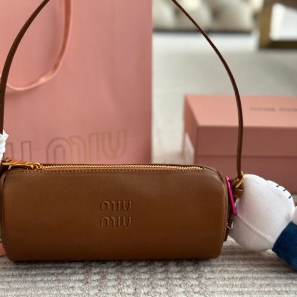 MIUMIU NAPPA LEATHER POUCH OAK 22CM 5NE851 AEFX F0316