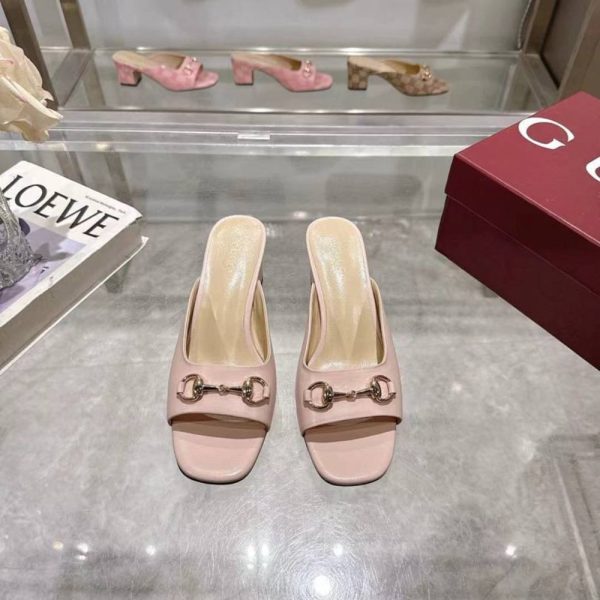 GUCCI WOMEN HORSEBIT SLIDE LIGHT PINK 816607 C9D00 6809