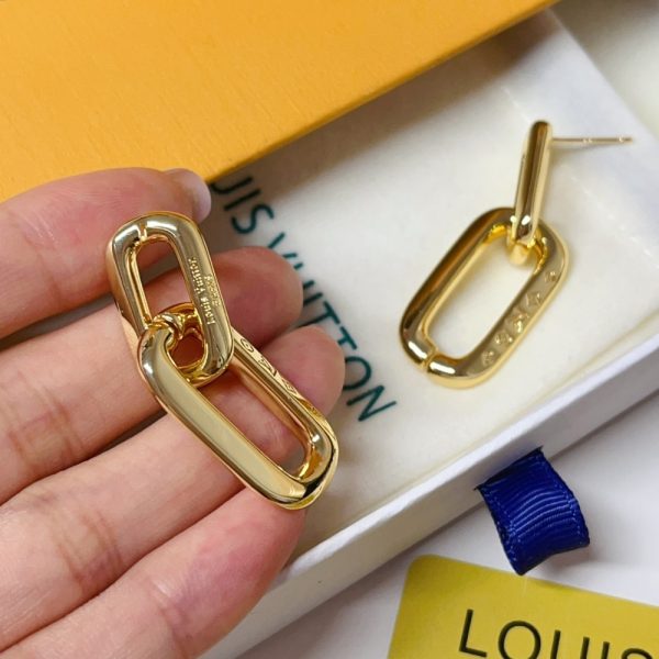 LOUIS VUITTON LV EDGE DOUBLE EARRINGS GOLD MP2990