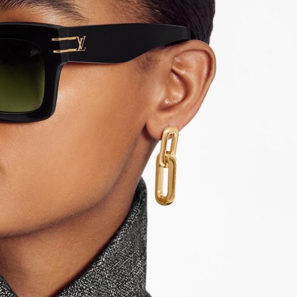 LOUIS VUITTON LV EDGE DOUBLE EARRINGS GOLD MP2990