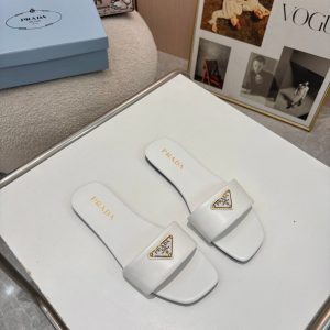 PRADA LEATHER SLIDES WHITE  1XX355 070 F0009 F D005