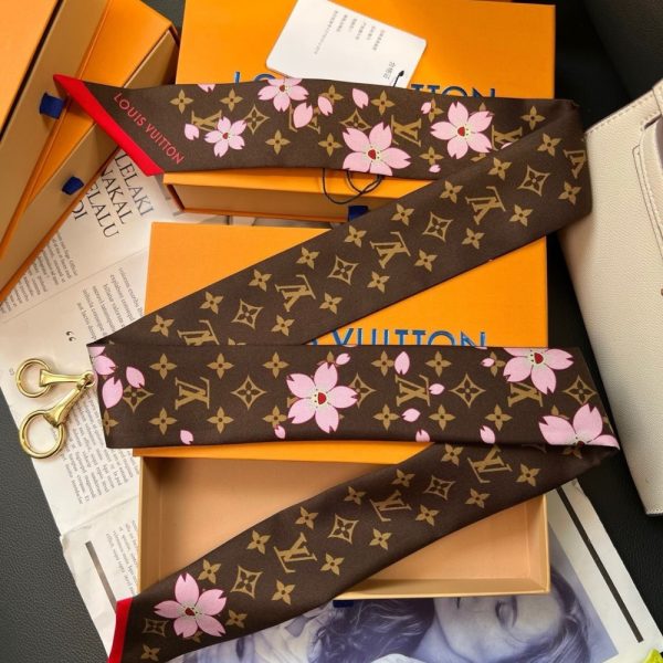 LOUIS VUITTON X TAKASHI MURAKAMI MONOGRAM CHERRY BLOSSOM BANDEAU BB IN TAN 120CM M96084