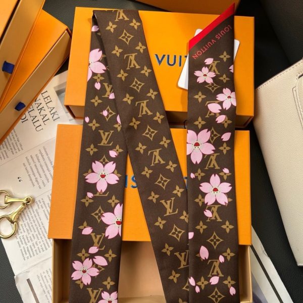 LOUIS VUITTON X TAKASHI MURAKAMI MONOGRAM CHERRY BLOSSOM BANDEAU BB IN TAN 120CM M96084