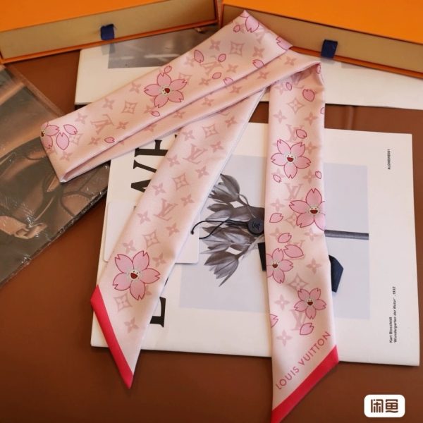 LOUIS VUITTON X TAKASHI MURAKAMI MONOGRAM CHERRY BLOSSOM BANDEAU BB IN ROSE 120CM M94969