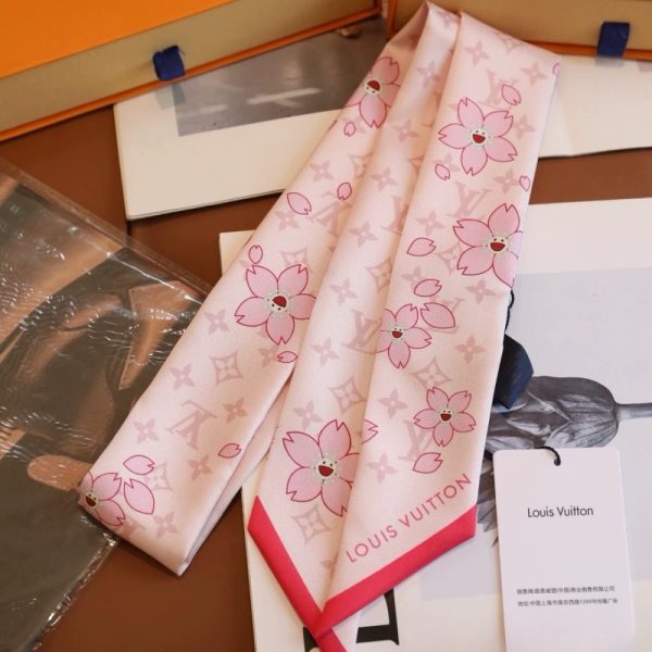 LOUIS VUITTON X TAKASHI MURAKAMI MONOGRAM CHERRY BLOSSOM BANDEAU BB IN ROSE 120CM M94969
