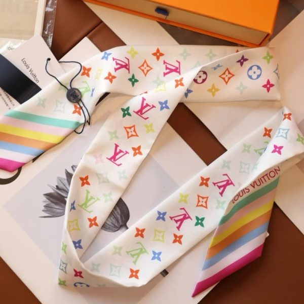 LOUIS VUITTON X TAKASHI MURAKAMI MONOGRAM MULTICOLOR BB BANDEAU IN WHITE 120CM M94963