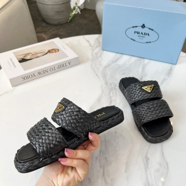 PRADA RAFFIA SLIDES BLACK 1XX749 027 F0002 F 020