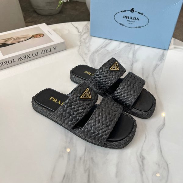 PRADA RAFFIA SLIDES BLACK 1XX749 027 F0002 F 020