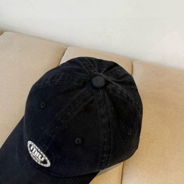 MIUMIU BASEBALL CAP BASIC BLACK