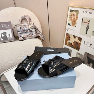 PRADA BRUSHED LEATHER SLIDES BLACK 1XX768 055 F0002 F 005