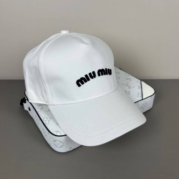 MIUMIU DRILL BASEBALL CAP WHITE 5HC179 2DXI F0964
