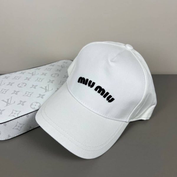 MIUMIU DRILL BASEBALL CAP WHITE 5HC179 2DXI F0964