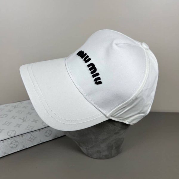 MIUMIU DRILL BASEBALL CAP WHITE 5HC179 2DXI F0964