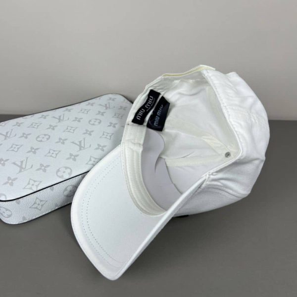 MIUMIU DRILL BASEBALL CAP WHITE 5HC179 2DXI F0964