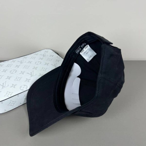 MIUMIU DRILL BASEBALL CAP BLACK 5HC179 ADXI F0967