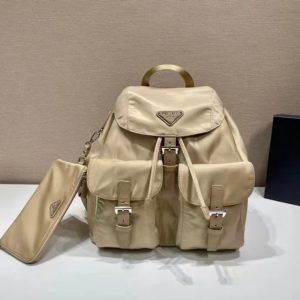 PRADA SMALL RE NYLON BACKPACK DESERT BEIGE 28CM 1BZ677 RV44 F0F24 V OOO