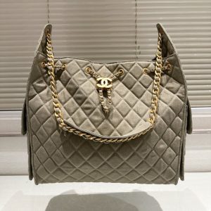 CHANEL 25C SMALL HOBO BAG SUEDE GREY 34CM