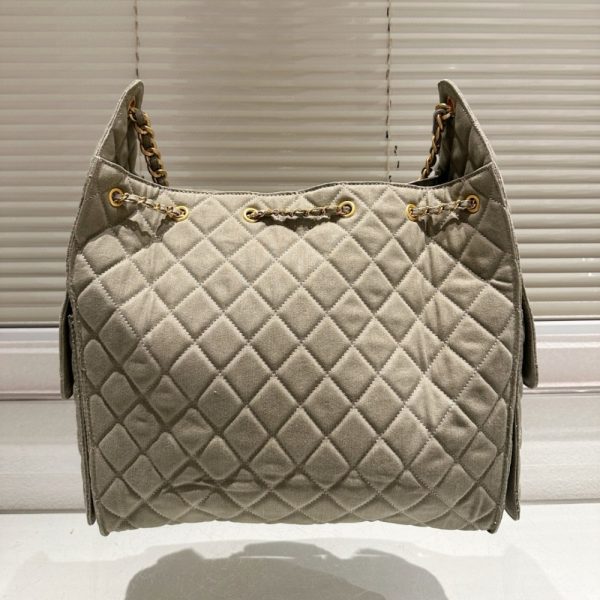 CHANEL 25C SMALL HOBO BAG SUEDE GREY 34CM