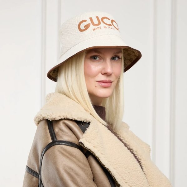GUCCI ARNAUD BOB REVERSIBLE BUCKET HAT BEIGE 7773724HA7Y9464