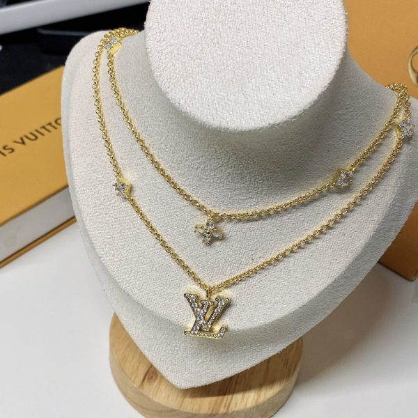 LOUIS VUITTON LADY LV NECKLACE GOLD TONE M01845