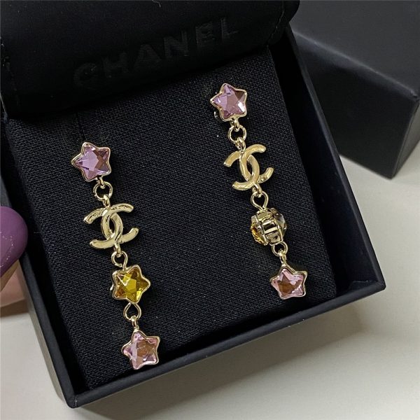 CHANEL PENDANT EARRINGS METAL AND DIAMANTÉS IN MULTICOLOR ABF182 B19937 NAFQC