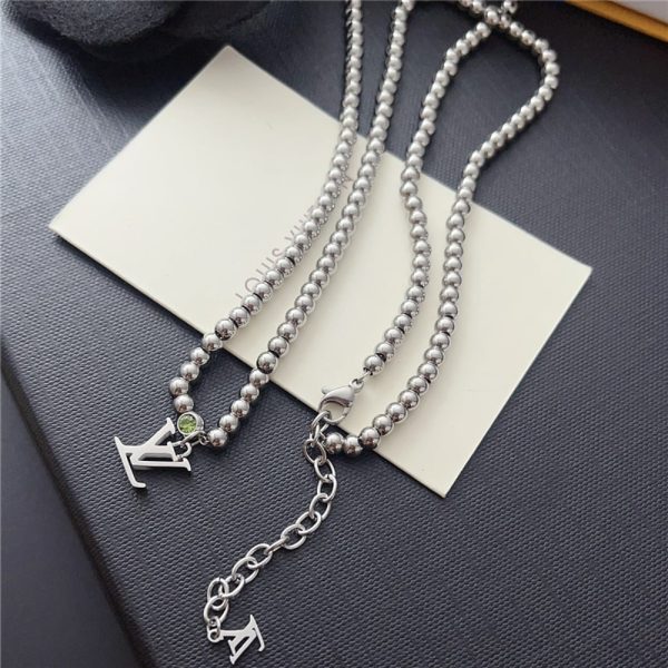LOUIS VUITTON NANO BEADS NECKLACE IN SILVER TONE