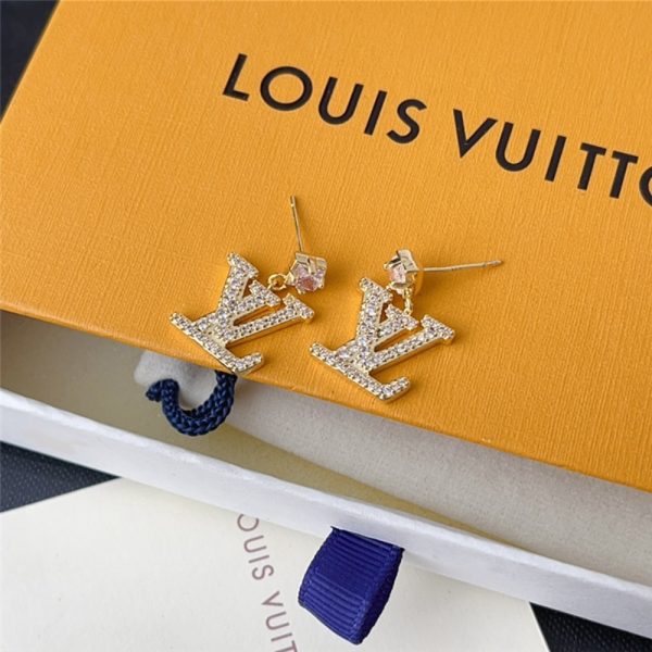 LOUIS VUITTON LADY LV EARRINGS GOLD TONE M01844