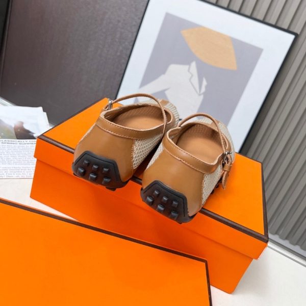 HERMES KICHU BALLET FLATS BEIGE LIN H251170Z 7K380