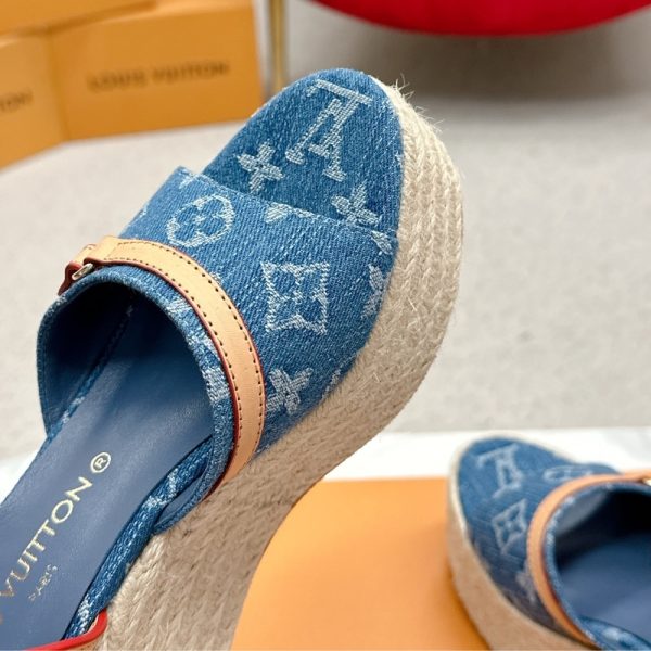 LOUIS VUITTON HELIOS WEDGE SANDAL DENIM BLUE 1ACIZJ