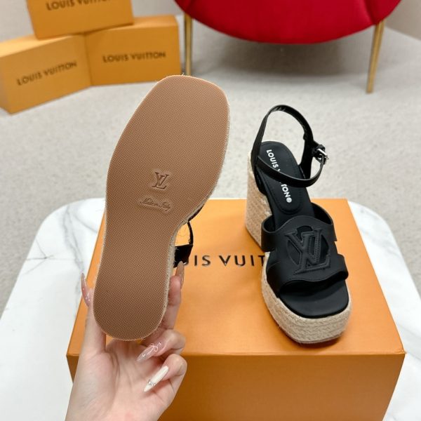 LOUIS VUIITON LV ISOLA WEDGE SANDAL NOIR 1ACI88