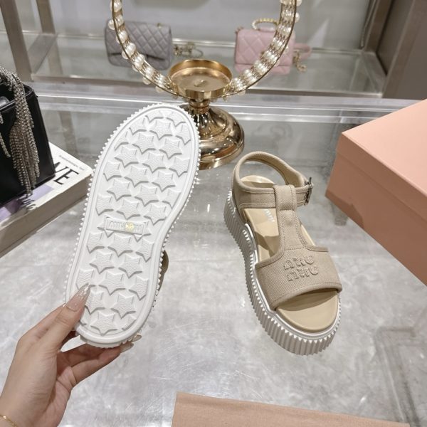 MIUMIU DENIM FLATFORM SANDALS COLONIAL BEIGE 5X402E CSL F0044 F 045