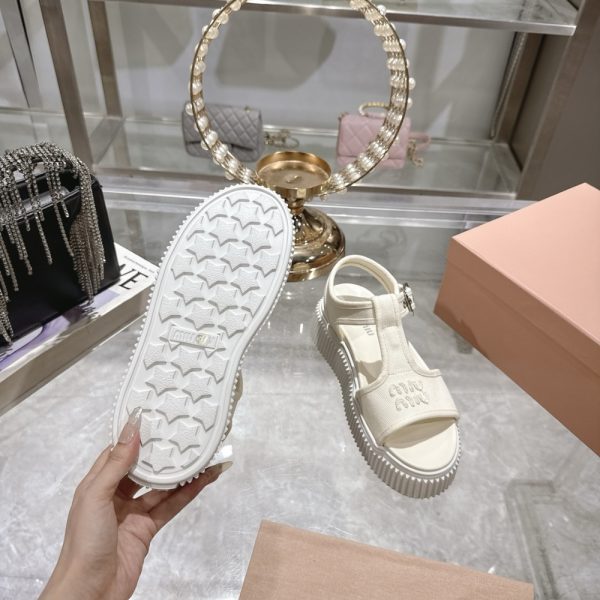MIUMIU DENIM FLATFORM SANDALS IVORY 5X402E CSL F0304 F 045