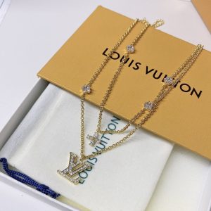 LOUIS VUITTON LADY LV NECKLACE GOLD TONE M01845