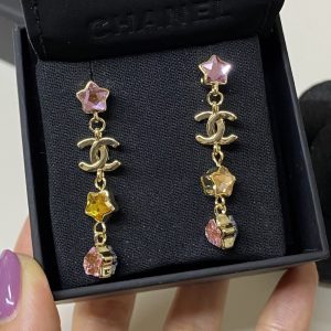 CHANEL PENDANT EARRINGS METAL AND DIAMANTÉS IN MULTICOLOR ABF182 B19937 NAFQC