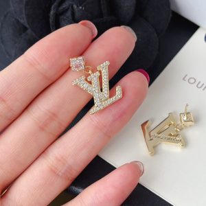 LOUIS VUITTON LADY LV EARRINGS GOLD TONE M01844