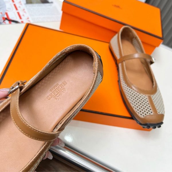 HERMES KICHU BALLET FLATS BEIGE LIN H251170Z 7K380
