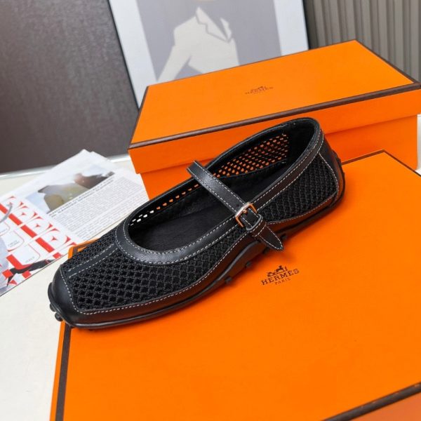HERMES KICHU BALLET FLATS BLACK H251170Z 7K380