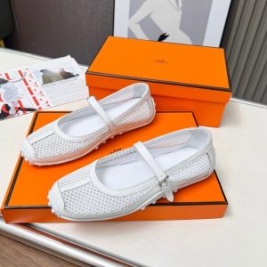 HERMES KICHU BALLET FLATS BLANC H251170Z 90380