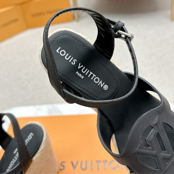 LOUIS VUIITON LV ISOLA WEDGE SANDAL NOIR 1ACI88