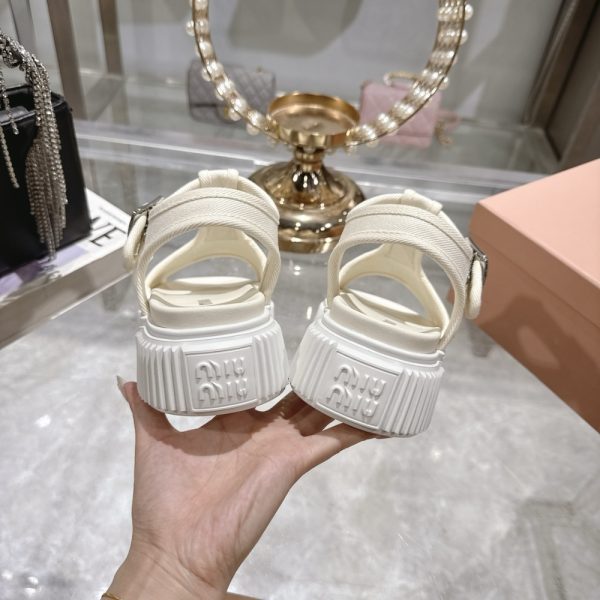 MIUMIU DENIM FLATFORM SANDALS IVORY 5X402E CSL F0304 F 045