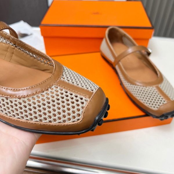 HERMES KICHU BALLET FLATS BEIGE LIN H251170Z 7K380