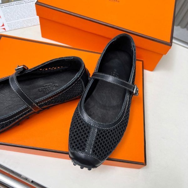 HERMES KICHU BALLET FLATS BLACK H251170Z 7K380
