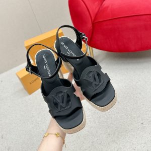LOUIS VUIITON LV ISOLA WEDGE SANDAL NOIR 1ACI88